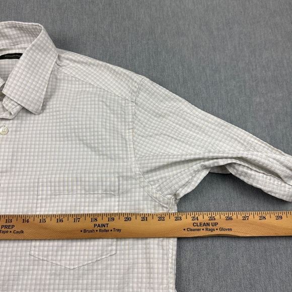 Ermenegildo Zegna Shirt Mens Large White Check Plaid Button Up‎ Cotton Italy - Picture 6 of 12